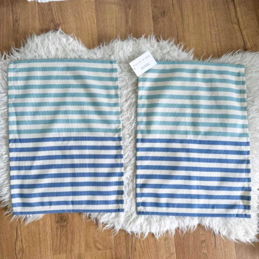 NWT! Katie Kime Blue Acqua Striped Placemats - Set of 4